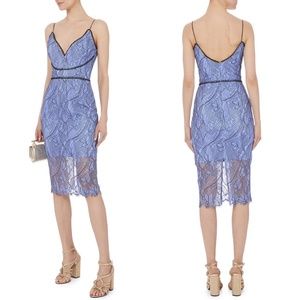 Nicholas blue lace sheath midi dress 4S